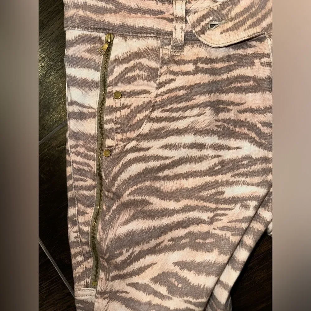 Sonia Bogner Tan and Apricot Animal print luxury jeans